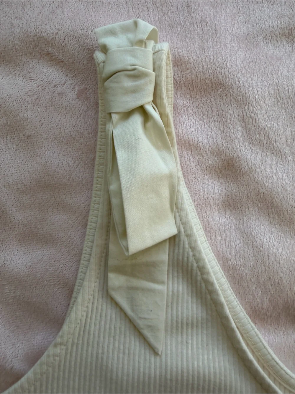 J. Crew Ribbed V-Neck Tank with Shoulder Ties - Cream